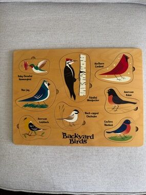 Maple Landmark Lift & Learn Backyard Birds Wooden Puzzle